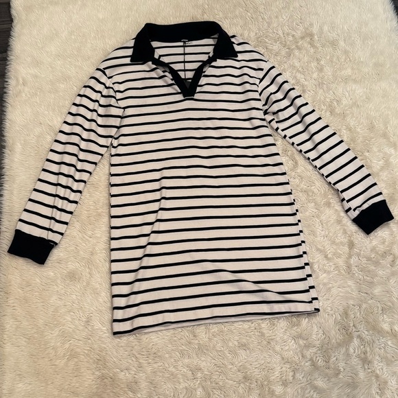 NWT MONROW Stripe Relaxed Polo Dress - Size Large - Picture 5 of 10